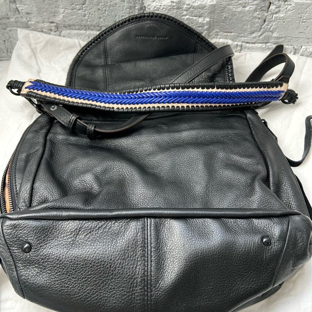 Aimee Kestenberg Black Leather Shoulder Bag with Blue Accent Strap - Picture 6 of 16